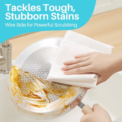 Image of JOYMOOP 8 Pack Non Scratch Wire Dishcloths for Kitchen, 2 Sided Dish Towels, Reusable Cleaning Rags, Dish Cloths for Washing Dishes and Dish Rags for Washing Dishes, Quick Dry, 10 inch x 10 inch