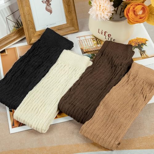 Justay 4 Pairs Slouchy Socks for Women, Scrunch Boot Long Knee High Knit Tube Athletic Slouch Socks for Woman4