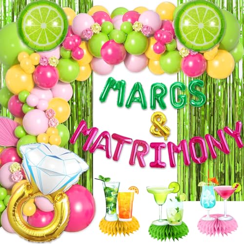 cocomigo 143pcs Margs and Matrimony Bachelorette Margs and Matrimony Party Decorations Margs and Matrimony Decor Margarita Bachelorette Party Supplies Mexican Fiesta Wedding Bridal Shower Party