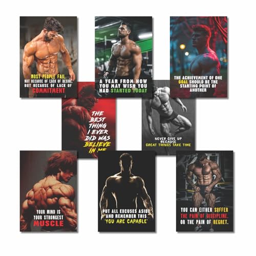 Image of MELDORA STUDIOS Inspirational Gym Posters for Room & Home Decor, Motivational Quotes Wall Art, Fitness, Body Building Posters for Office, Study, Boys Room (set of 8, 12x18 inch)