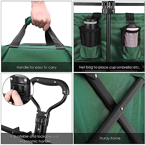 KOHARA Bollerwagen, zusammenklappbarer Campingwagen, Gartenwagen, zusammenklappbarer Gartenwagen, robuster Wagen – zum Einkaufen und für EIN Picknick im Garten im Freien – Bild 6