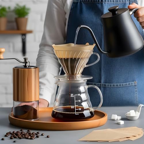 Image of 240Pcs Coffee Filters #4, Unbleached Natural Coffee Filters 8-12 Cup, Disposable Coffee Filters, Cone Paper Compatible with Ninja Coffee Maker, Pour Over and Drip Coffee Maker