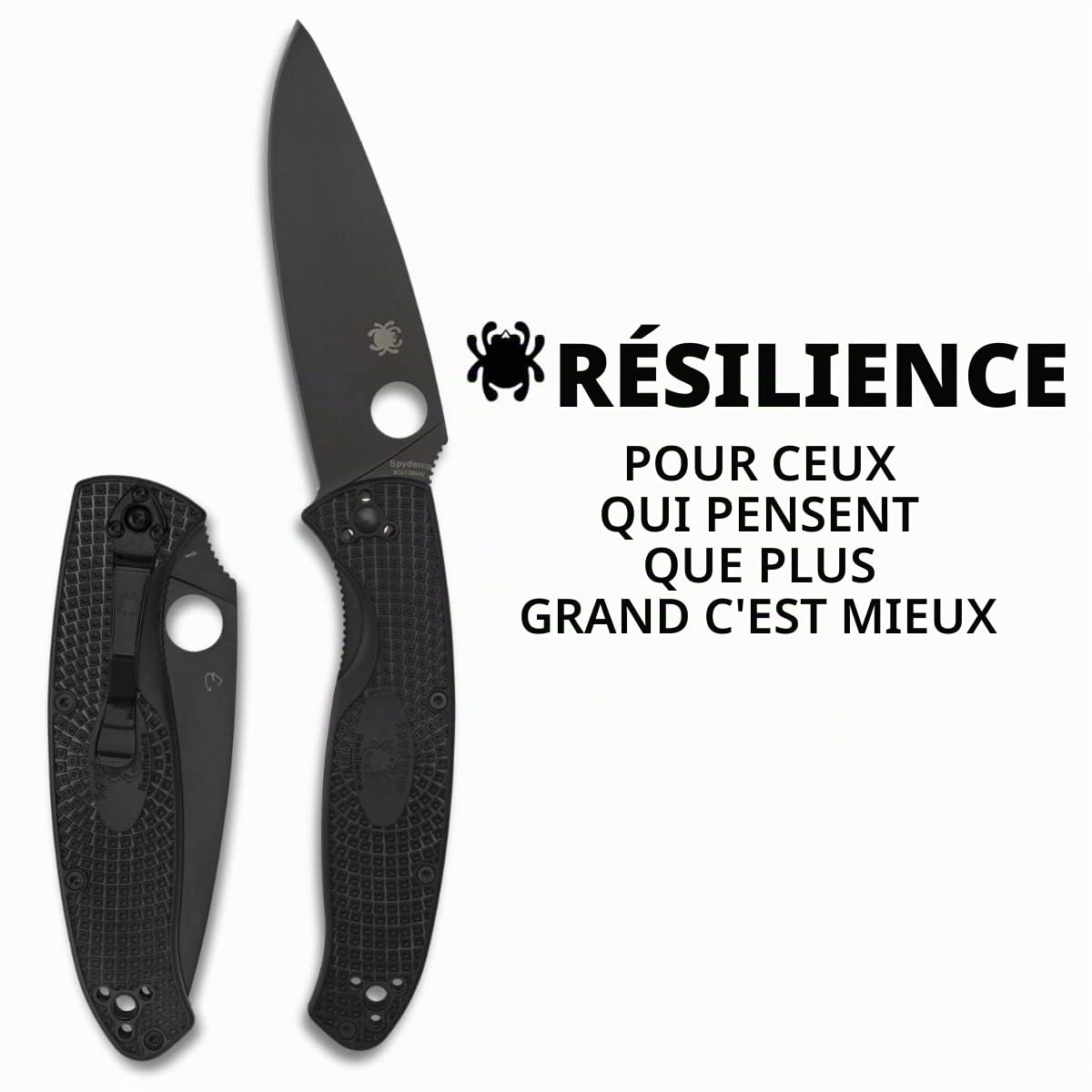 SPYDERCO COUTEAU RESILIENCE TOUT NOIR, 11 cm