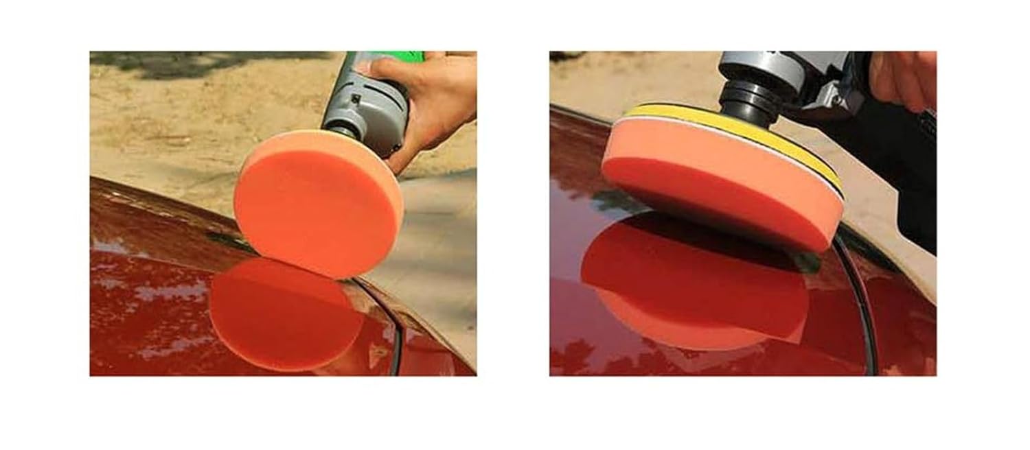 5 Inch 6 Inch Buffing Sponge Pad Orange Hook and Loop Backing Foam Polishing Pad Rubbing Ruber Buffing Sponge for Car Bathroom(5PCS 125mm)