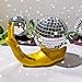 Snail Disco Ball Decor-Model Animal Figurines Retro Reflective Disco Snail Ball For Room Decor Table Ornaments (Gold)