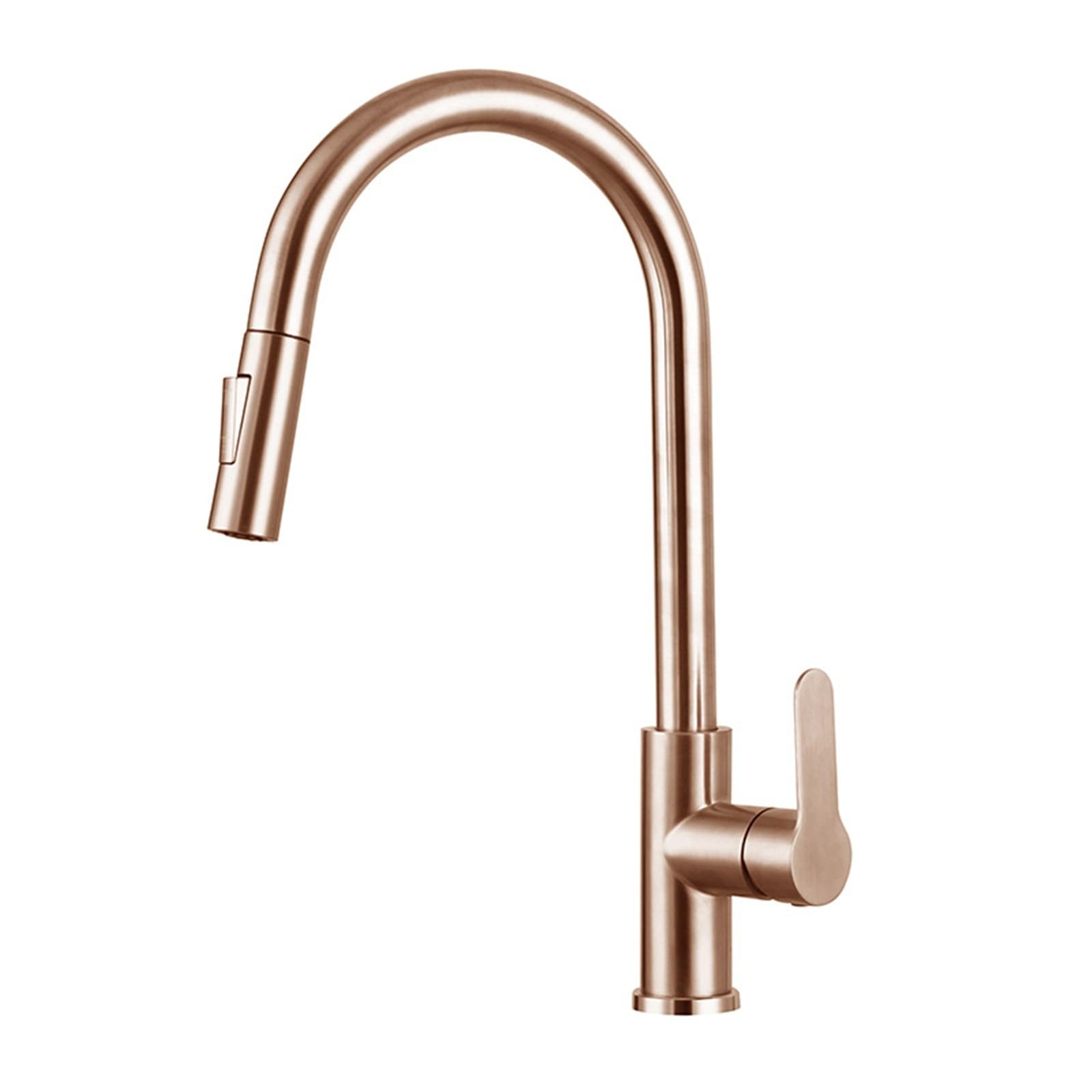 MXXQRHF High Arc Pull Down Kitchen Faucet Single Handle Stainless Steel Sink Tap for Farmhouse RV Camper Laundry Bar Sinks - Elegant Rose Gold Finish
