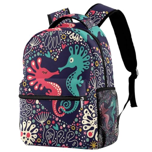 Sac à dos pour ordinateur portable hippocampe rose grand sac de voyage scolaire