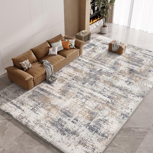 Vamcheer Tapis de Salon Moderne, 120x170 cm Tapis Doux et Épais en Mousse, Lavable et Antidérapant, Style Décoratif Contemporain pour Salon ou Chambre, Bleu...