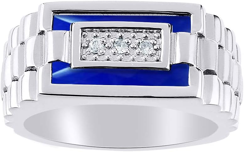 Mens Diamond & Onyx Ring set in Sterling Silver. Blue Onyx/Agate/Quartz Special Cut for this Ring. Designer Style