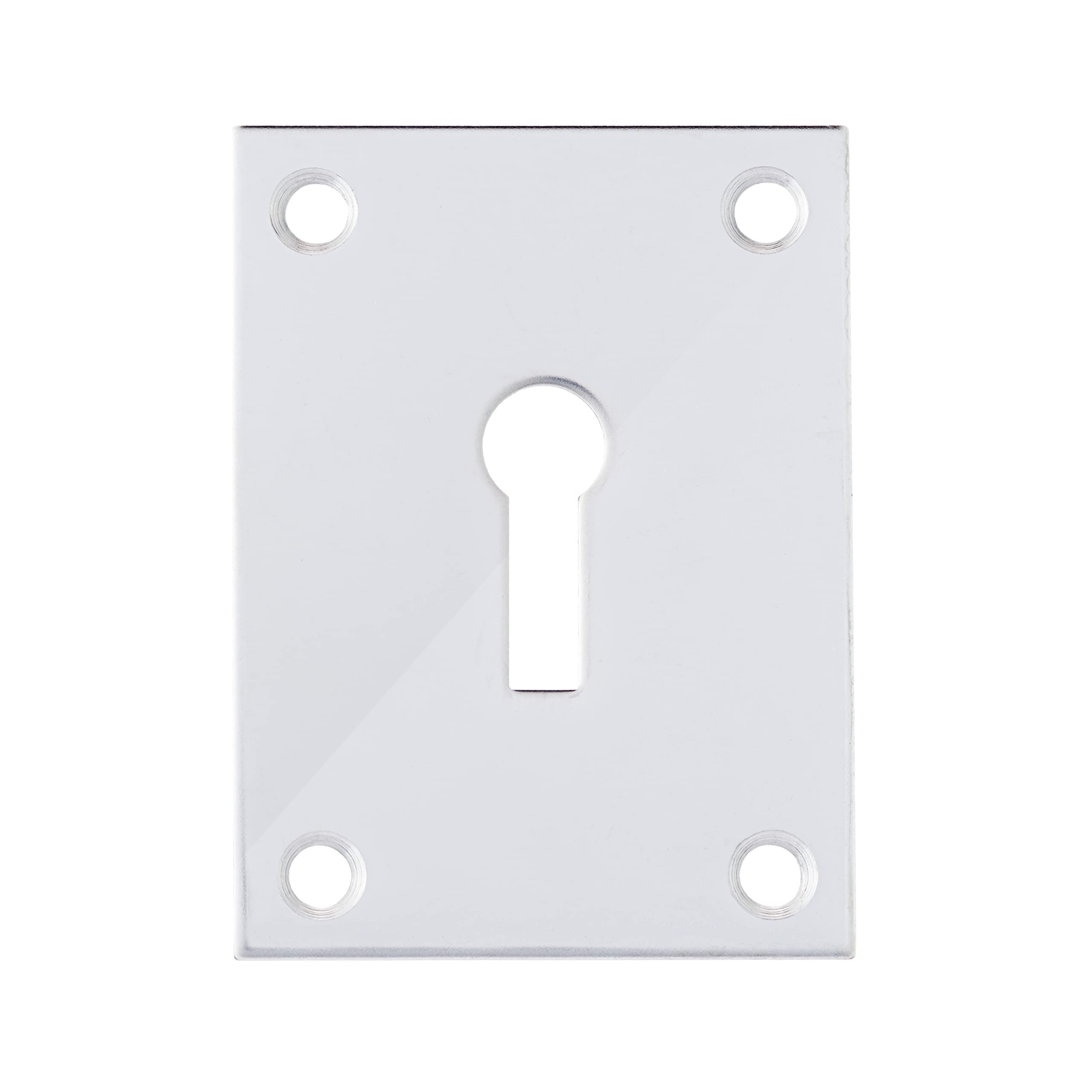 Polished Stainless Steel Flat Plate Screw On Escutcheon Euro - Keyway - Blank (Keyway)