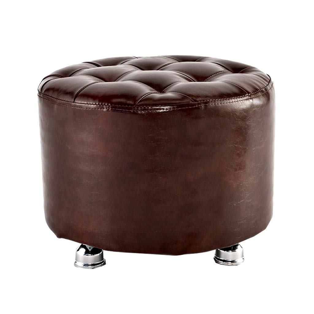 Grand pouf marron CHEWYNP, tabouret rembourré au design salon élégant