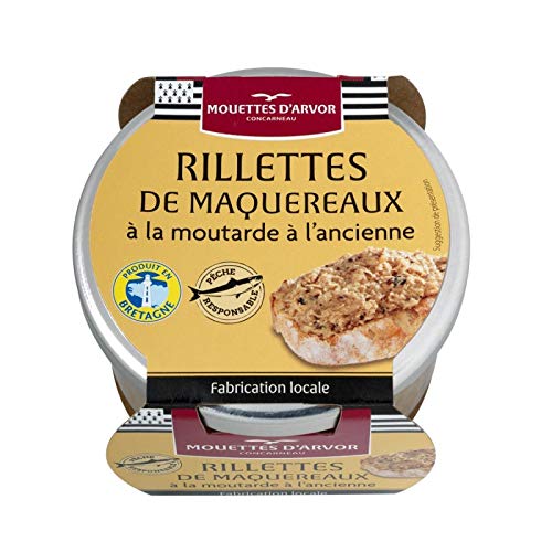 Les Mouettes D'Arvor Rillettes de Maquereaux à la Moutarde à l'Ancienne - 125g - Conserve de Poisson de Qualité Supérieure - Le Lot De 4