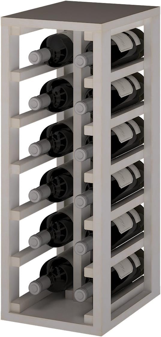 Botellero Vino Madera Pino 12 Botellas - Blanco | Mueble Botellero de Pino Tipo Wine Rack, Estantería Vino Garrafeira 65x24x32cm. Color Blanco