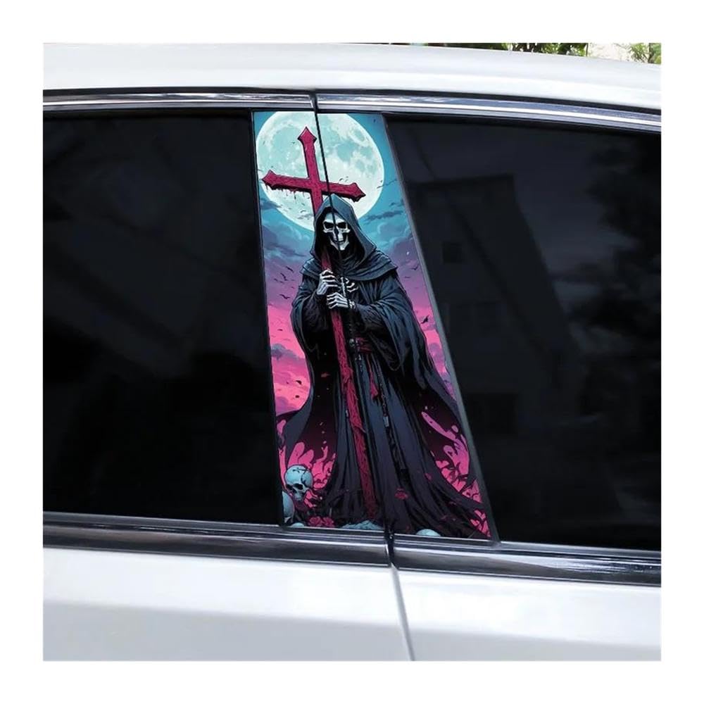 Body Parts 1Pair Car B-Pillar Decorative Decals Death Skull Cross Stickers DIY Car Door Pillar Decals(E)