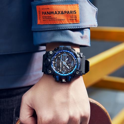 findtime Reloj militar para hombre, deportivo, impermeable, táctico, para exteriores, analógico, digital, con alarma, cronómetro, temporizador, día, fecha - Imagen 3