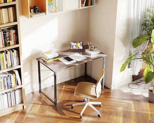 Image of Casaottima 40 Inch Small Computer Desk for Home Office, Study Writing Table for Small Spaces, Simple Modern Desk with Headphone Hooks, Grey Oak