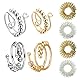 Fidget Ring Set,4 Anxiety Ring mit 4 Akupressur Ring,Verstellbare Anti Stress Ring mit Perlen,Akkupressurringe,Antistress Ringe,Finger Massageringe,Skill Ringe,Angst Spinning Ringe für Mädchen Frauen