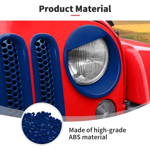 Image of JWWY Front Grille Insert Radiator Grille Grillwork Surround Assembly Inserts Headlight Headlamp Cover Trim Set Fit for 2007-2017 Jeep Wrangler JK JKU Exterior Accessories 9pcs Blue