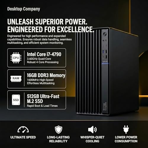 Image of Business Desktop PC | Core i7 4790 3.60Hz | 16GB RAM | 512GB M.2 SSD | Windows 11 Pro & MS Office 2021 | 5G WiFi & Bluetooth | Type-C Port | Premium Metal Body | 2 Year On-Site Warranty