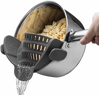 ATFKMW Snap N Strain Pot Strainer and Pasta Strainer - Adjustable Silicone Clip On Strainer for Pots, Pans, and Bowls - Ki...