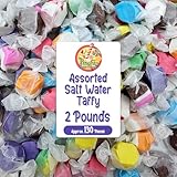 Assorted Salt Water Taffy Individually Wrapped - 2 Pound Bag - Saltwater Taffy Bulk Candy Individually Wrapped - Old Fashioned Retro Candy - Party Favor Dessert Snack