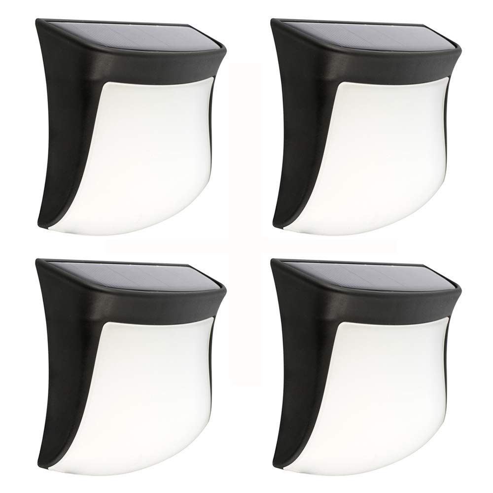 Kinkiety ścienne, 4-pak lamp solarnych z 4 diodami LED, zewnętrzne kinkiety z uśmiechem, bezprzewodowe lampki nocne do schodów bezpieczeństwa