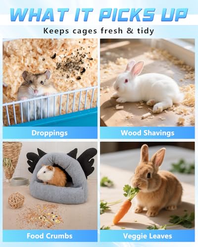 Image of Guinea Pig & Rabbit Vacuum Cleaner Poop: Extended Capacity Cordless Cleaner for Pet Cages - Tackle Daily Messes of Guinea Pig, Bunny, Bird, Reptile & Other Small Animals - White