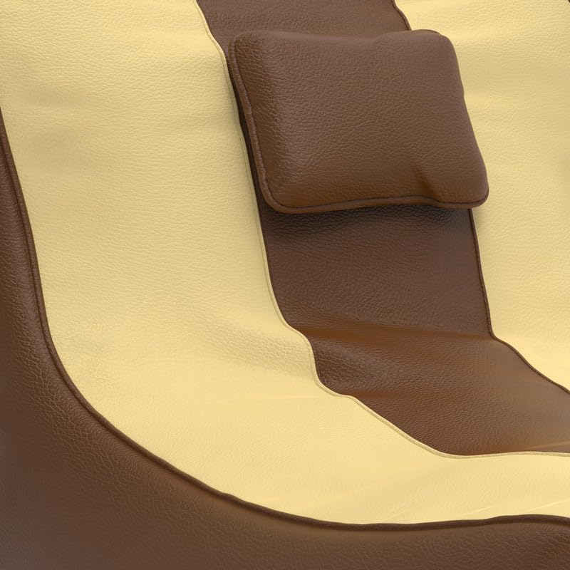 Image of Biggie Bean Bag with Beans Filled 6XL Zuno Lounger-Laziness Pro Max-Crafted for Comfort-Styled for Elegance with Free Cushion & Footrest (Matching Color : Leatherette Brown Cream)
