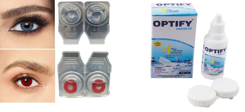 Jackals Combo Pack Monthly Color Contact Lenses With Solution (Zero Power,Dark Blue-Red,Pack of 2) (B0BLHK2KXP) Amazon Price History, Amazon Price Tracker