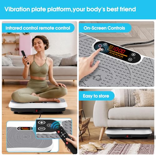Image of SoftGym Vibration Plate Exercise Machine for Lymphatic Drainage Weight Loss,120 Speed Levels Vibrating Platform with Resistance Bands,Full-Body Workout Equipment for Muscle Activation