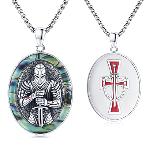 925 Sterling Silver Patron Saint Medals Amulet Protection Pandent Necklace Cross Faith Jewelry for Men(2.5mm 22