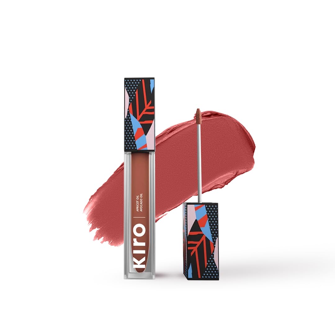 KIROAiry Matte Liquid Lipstick, Nude Mocha (Nude Peach), 5 ml, Transferproof, Liquid Lip Colour, Long Lasting, Vegan, No Parabens, Avocado Oil, Non Toxic Lipstick for Intense Colour