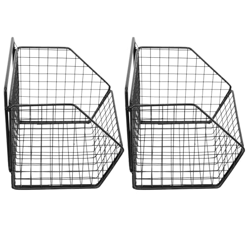 Zerodeko Cesta para Cebollas y Ajo de Pared en Acero al Carbono Negro, Diseño Montado en Pared, Separa Verduras y Frutas, Fácil de Limpiar para Cocina y Despensa