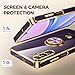 Nonional for Samsung Galaxy A15 5G Case with 2 Pack Screen Protector, 360° Rotatable Ring Holder [Luxury Hearts Pattern] Plating Gold Edge Slim Soft Phone Cover Case for Galaxy A15 - Purple