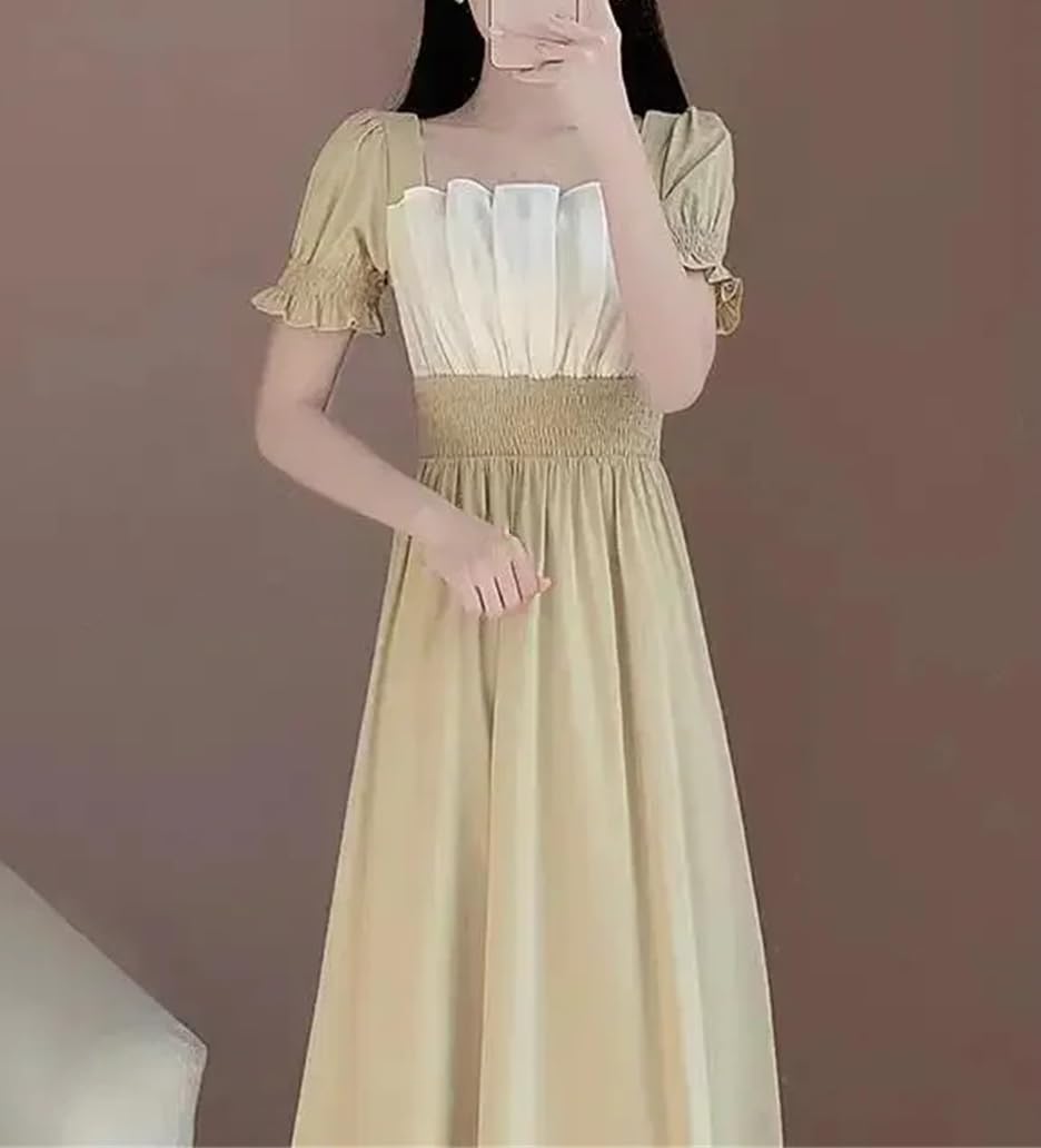 Elegante abito lungo dimagrante per le donne stile francese vita abbigliamento
