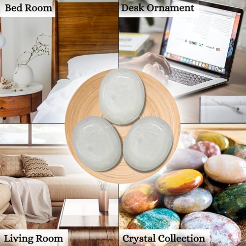 Image of Amazing Gemstone Snow Quartz Crystals and Healing Stones - Large Palm Stone Crystals Piedra - Crystal for Good Luck, Balanced Positive Energy, Meditation - Unique Stocking Stuffers, Gifts for Women