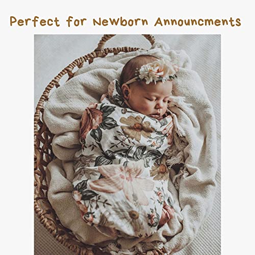 Image of Mini Wander Swaddles for Newborns Muslin Swaddle Blankets - Breathable Soft Newborn Receiving Floral Blanket Baby Essentials | 47 x 47 Cotton - (Garden Floral) White