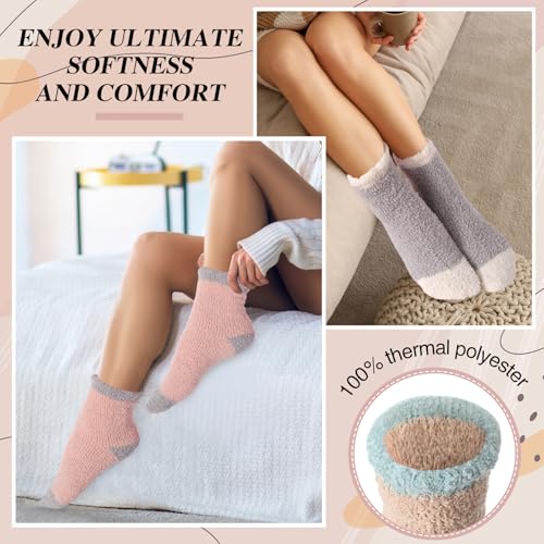 Foaincore 40 Pairs Fuzzy Socks Bulk for Gift 5 Warm Color Cozy Fluffy Women Socks Warm Furry Socks Winter Colorful Fuzzy Socks Pack for Gifts Women Christmas3