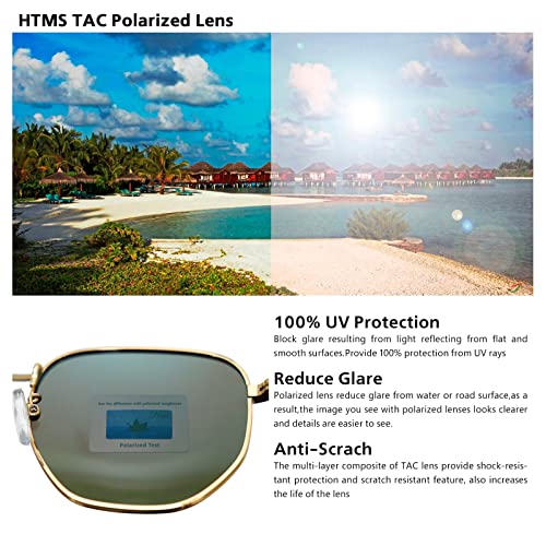 Image of Hipster Hexagonal Polarized Sunglasses Men Women Geometric Square Small Vintage Metal Frame Retro Shade Glasses