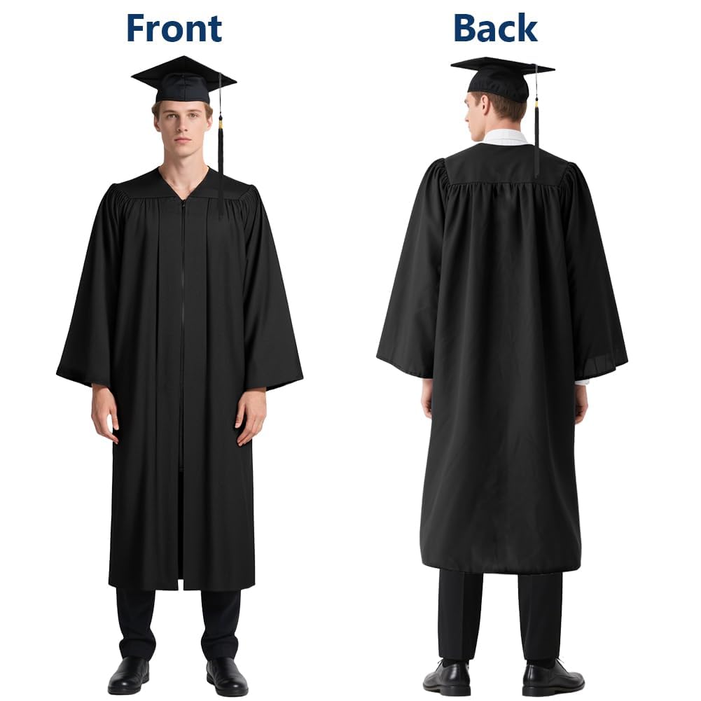 AUYAO Toga Laurea Toga e Tocco Cappello Laurea, Set Toga Laure, Unisex Costume università, Università Abito da Laurea, Graduation Gown, Toga da Università e Tocco Cappello Laurea, Nero