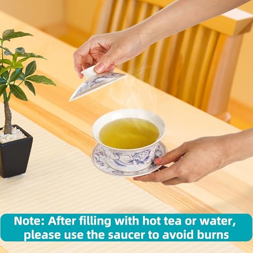 Cididu Chinese Gaiwan Tea Cups with Lid Set of 3