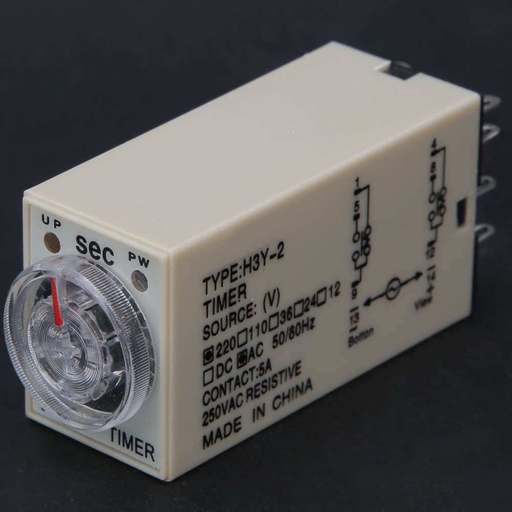 Jelquix H3Y-2 Time Relay High Accuracy Adjustable Timer for Home Appliances 8 Pin 0-10s Delay Brass Material (220VAC)
