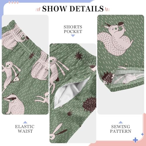 ZZXXB Hedgehog Bunny Boys Long Pants Soft Trousers Elastic Waist Kids Lounge Bottoms with Pockets S-XL4