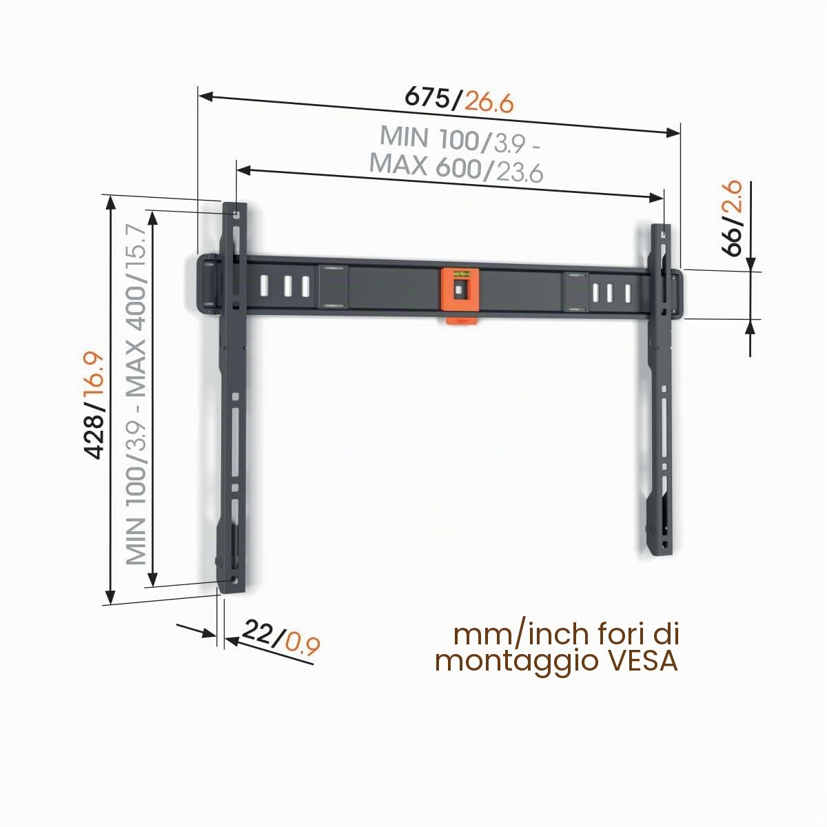 Vogel’s TVM 1605 Supporto TV fisso per televisori da 40-100 pollici, Max. 75 kg, Staffa da parete per TV max. VESA 600x200