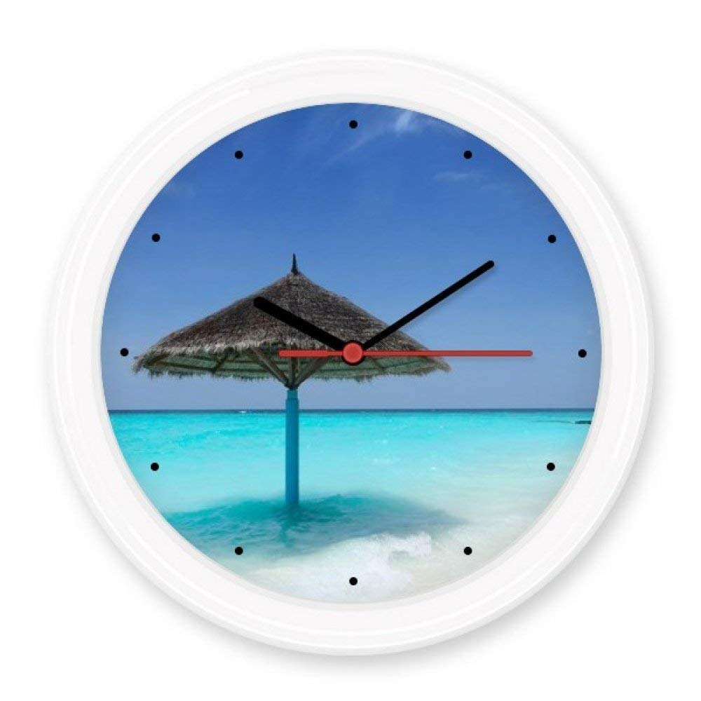 Horloge murale decorative ronde ocean green a pile montre silencieuse palmier