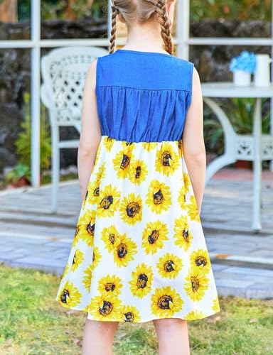 Enlifety 2-8T Little Girls Dress Sleeveless Denim Top Summer Dresses Cowgirl Outfits4