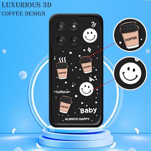 Image of amazon basics Back Case Cover Compatible for Motorola Moto Edge 60 Pro 5G | Cute Fun Cartoon 3D Ball | Coffee Silicone Case | Camera Protection | Body Protection | Shock Proof | Color Black