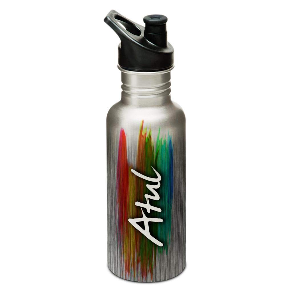 Hot Muggs"Atul" Me PaintBrush Stainless Steel Sports Cap Water Bottle, 600ml