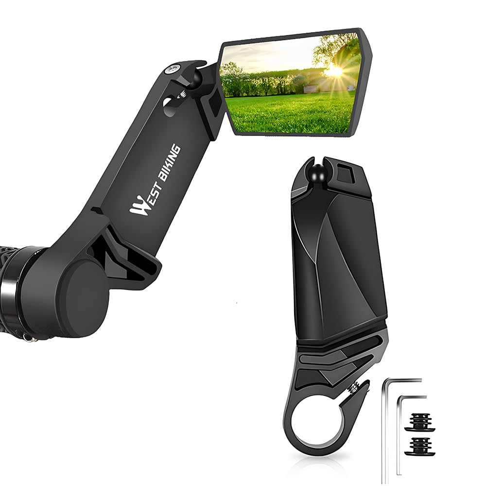 2 Pack Bike Mirrors, 360Β° Adjustable Foldable Bicycle Rear View Mirrors, Rearview Bicycle Mirror Handlebar Mount, Fits for Mountain Bikes, E-bikes, Bicycles, Scooter