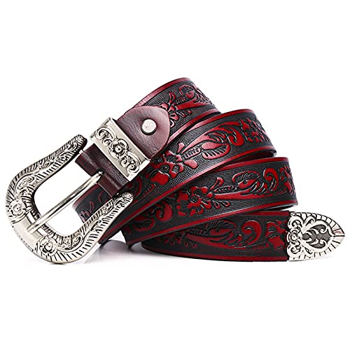 Unisex Western Floral Engraved Belt - 1.5